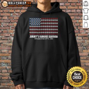 Alternative view of Official Jimmy's Famous Seafood Crabcity Us Flag T-Shirt