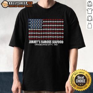Official Jimmy's Famous Seafood Crabcity Us Flag T-Shirt