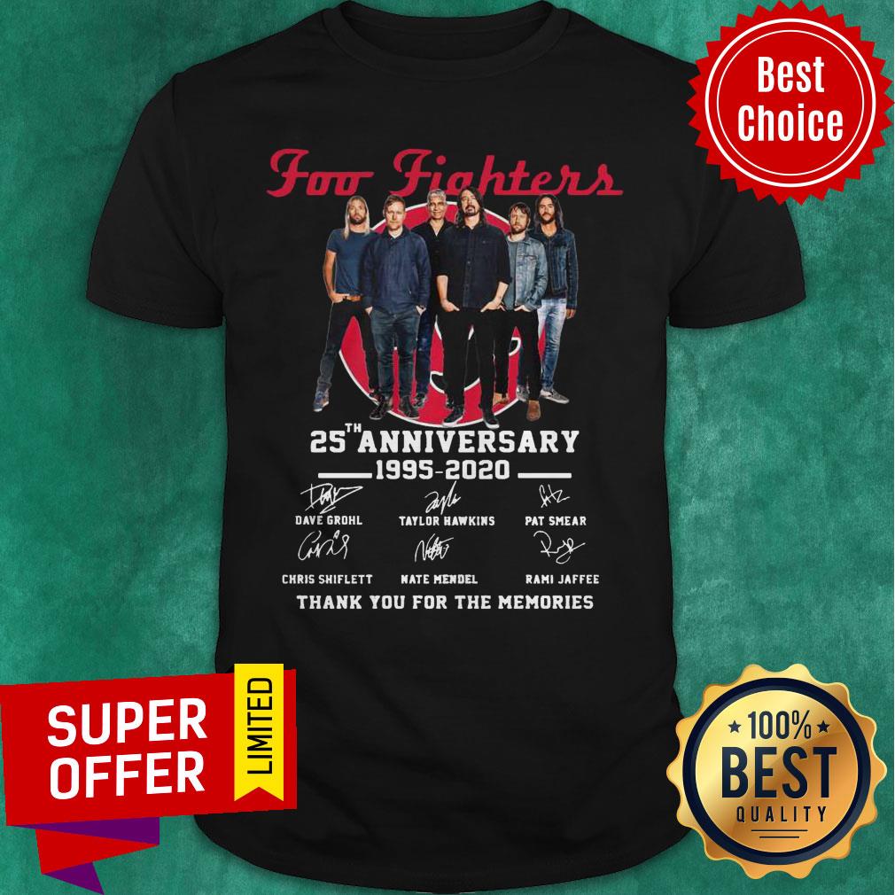 Foo Fighters 25th Anniversary 1995 2020 Thank You For The Memories Signatures Shirt