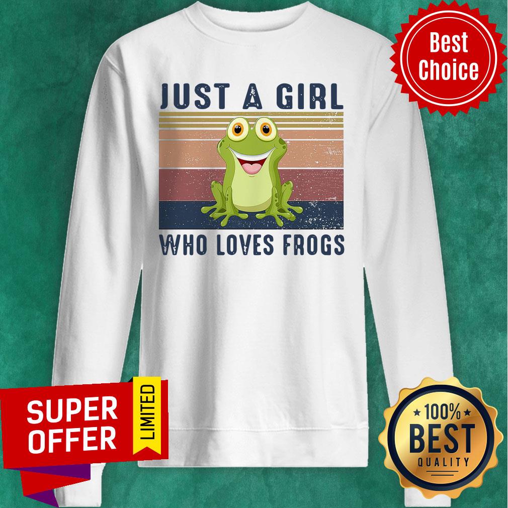 Just A Girl Who Loves Frogs Vintage Retro Shirt - Image 3
