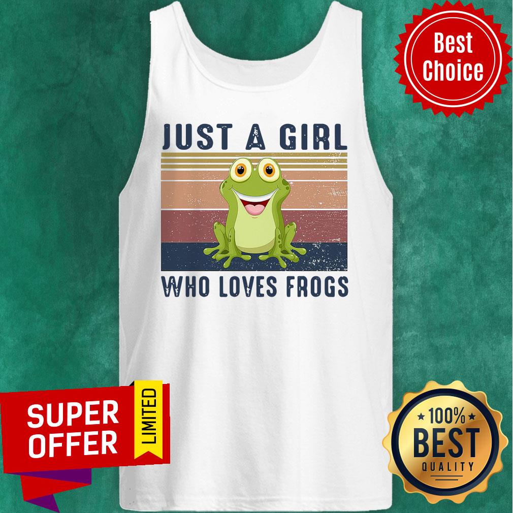 Just A Girl Who Loves Frogs Vintage Retro Shirt - Image 2