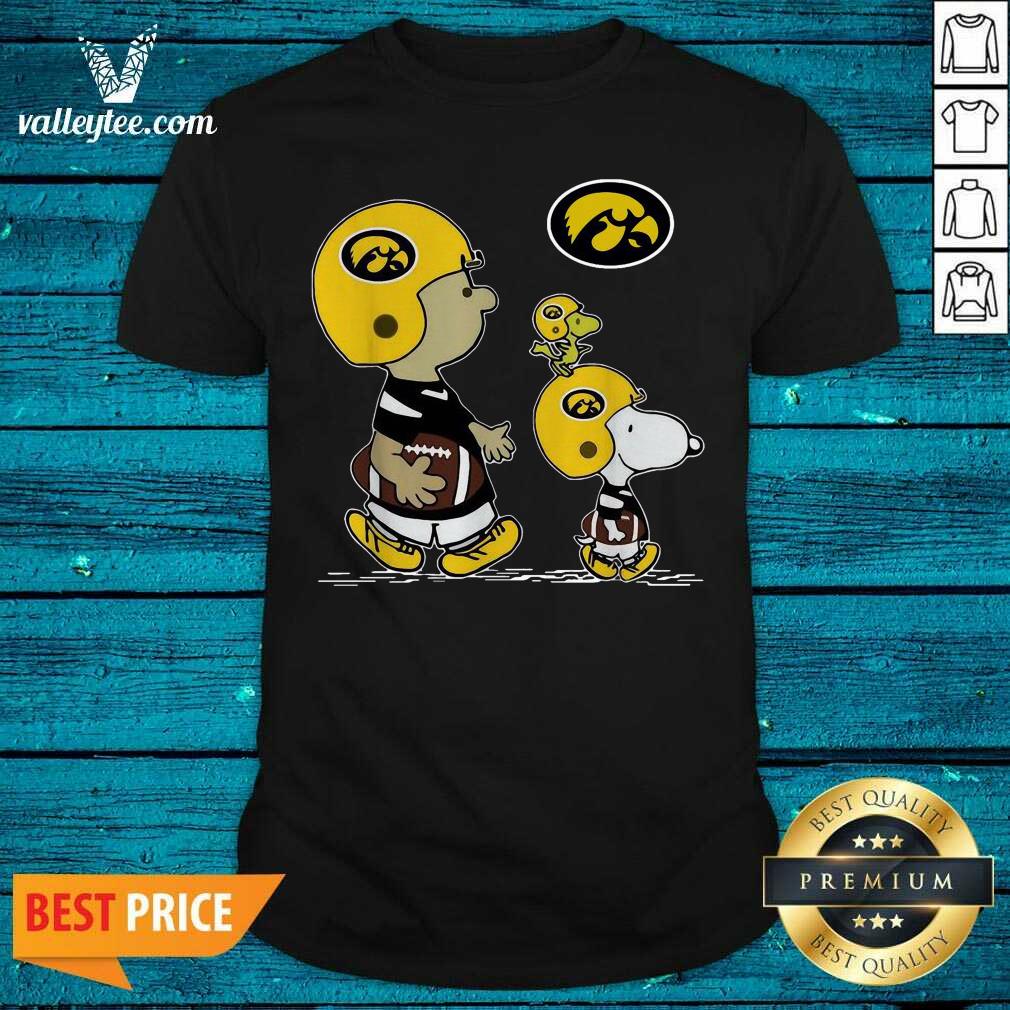 Nice The Peanuts Charlie Brown And Snoopy Woodstock Iowa Hawkeyes Football Shirt