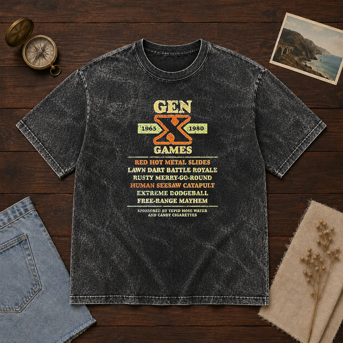 Top Gen X Games 1965 1980 Red Hot Metal Slides Shirt - Image 8