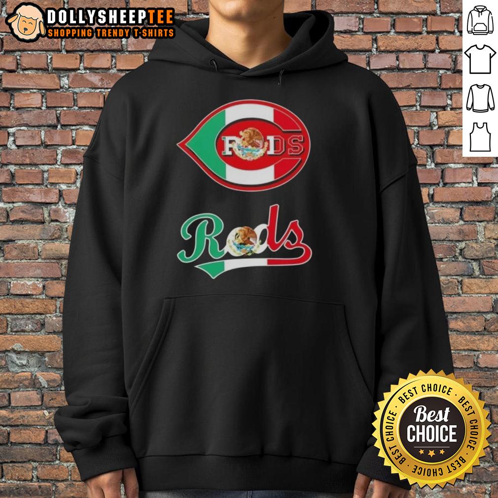 Hot Cincinnati Reds Baseball X Mexican Flag T-Shirt - Image 2