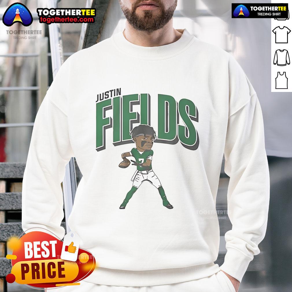 Official Justin Fields New York Jets Cartoon T-Shirt - Image 5