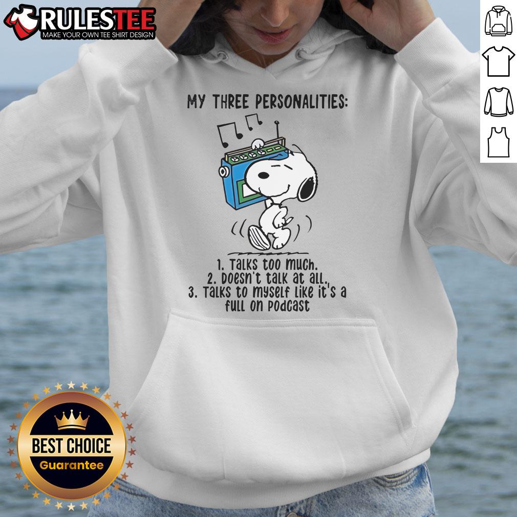 Top Snoopy My Three Personalities Talks Too Much Doesn't Talk At All T-Shirt - Image 2