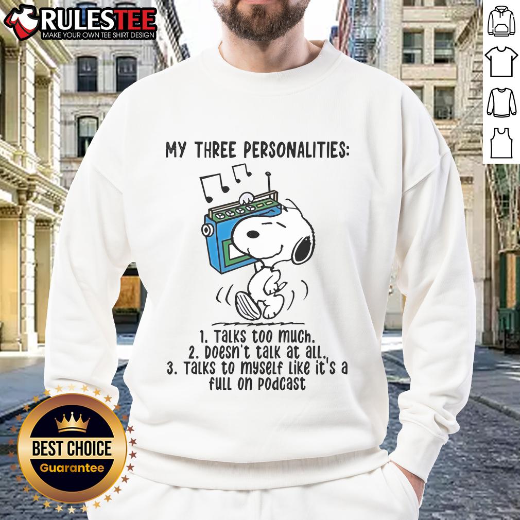 Top Snoopy My Three Personalities Talks Too Much Doesn't Talk At All T-Shirt - Image 5