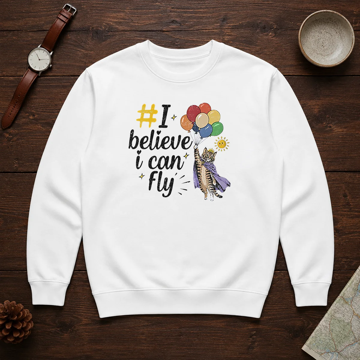 Nice I Believe I Can Fly Cat Balloons Shirt - Image 7