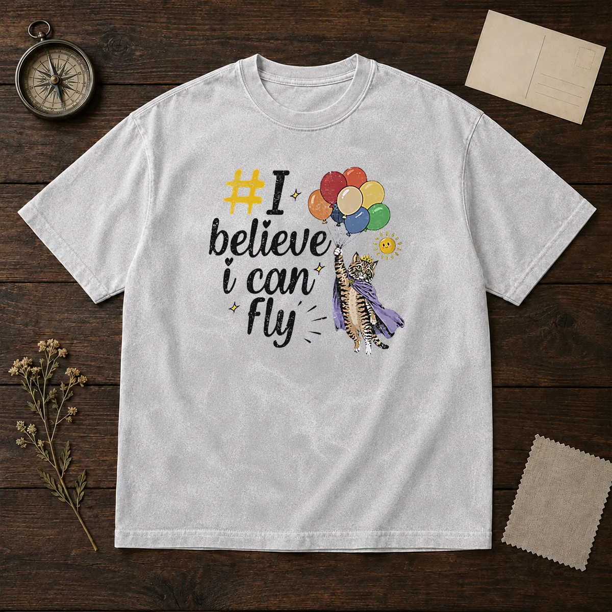 Nice I Believe I Can Fly Cat Balloons Shirt - Image 8