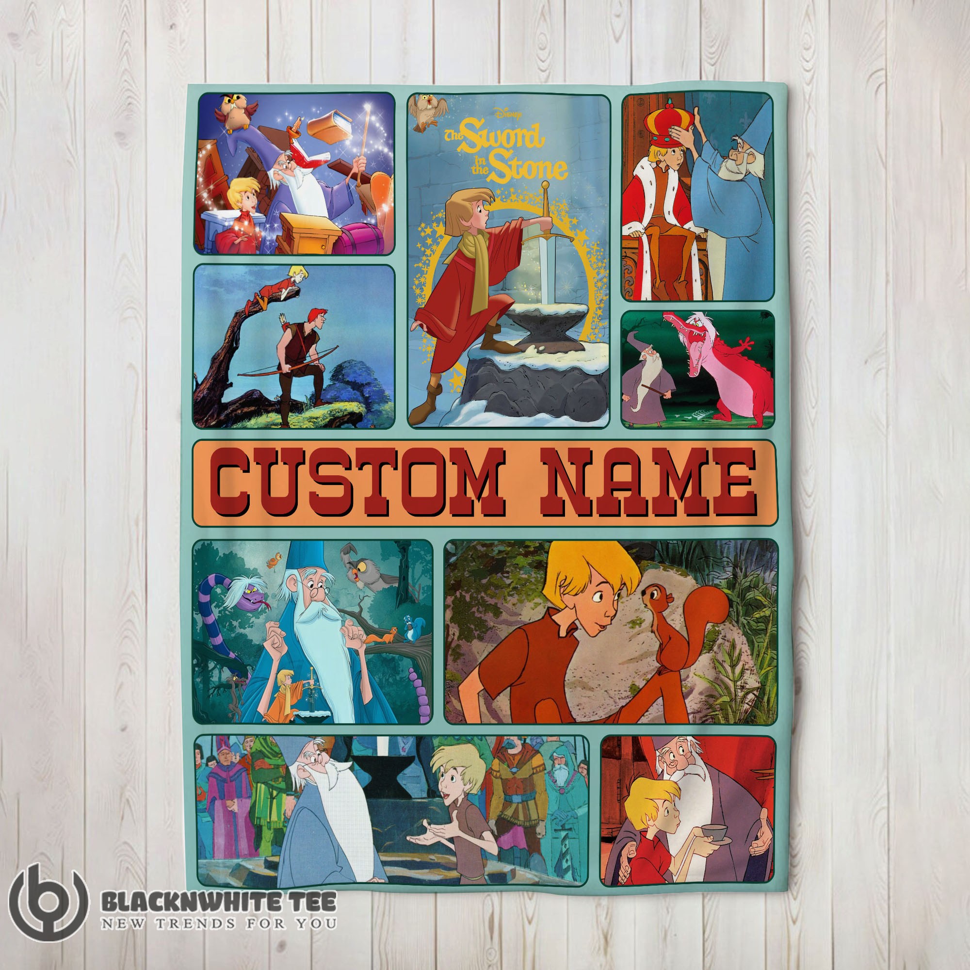 Official Premium The Sword In The Stone Magical Journey Collage Blanket Fleece Customized Blanket