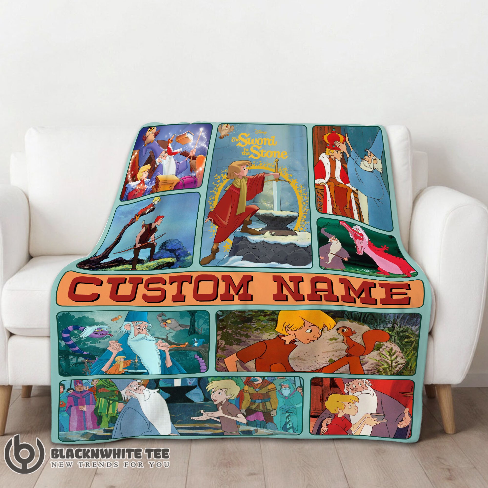 Official Premium The Sword In The Stone Magical Journey Collage Blanket Fleece Customized Blanket - Image 2