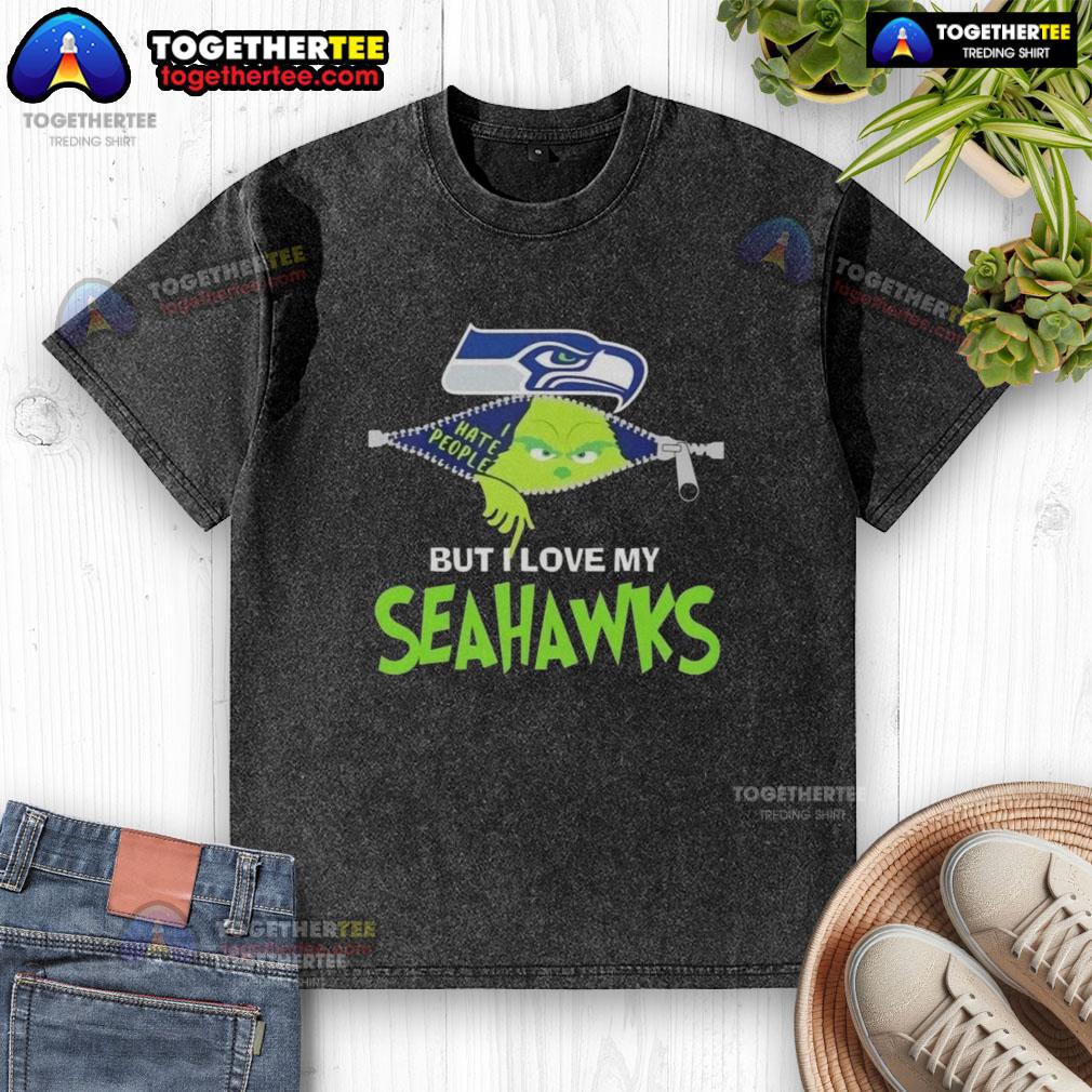 Original Grinch Christmas But I Love My Seattle Seahawks T-Shirt - Image 6
