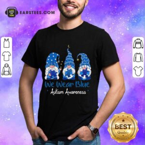 Pretty 3 Great Gnomes Holding Blue Shirt