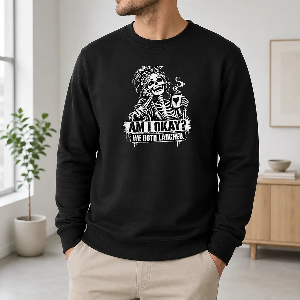 Good Nice Humorous Skeleton Girl Coffee Quote Halloween Shirt - Image 6