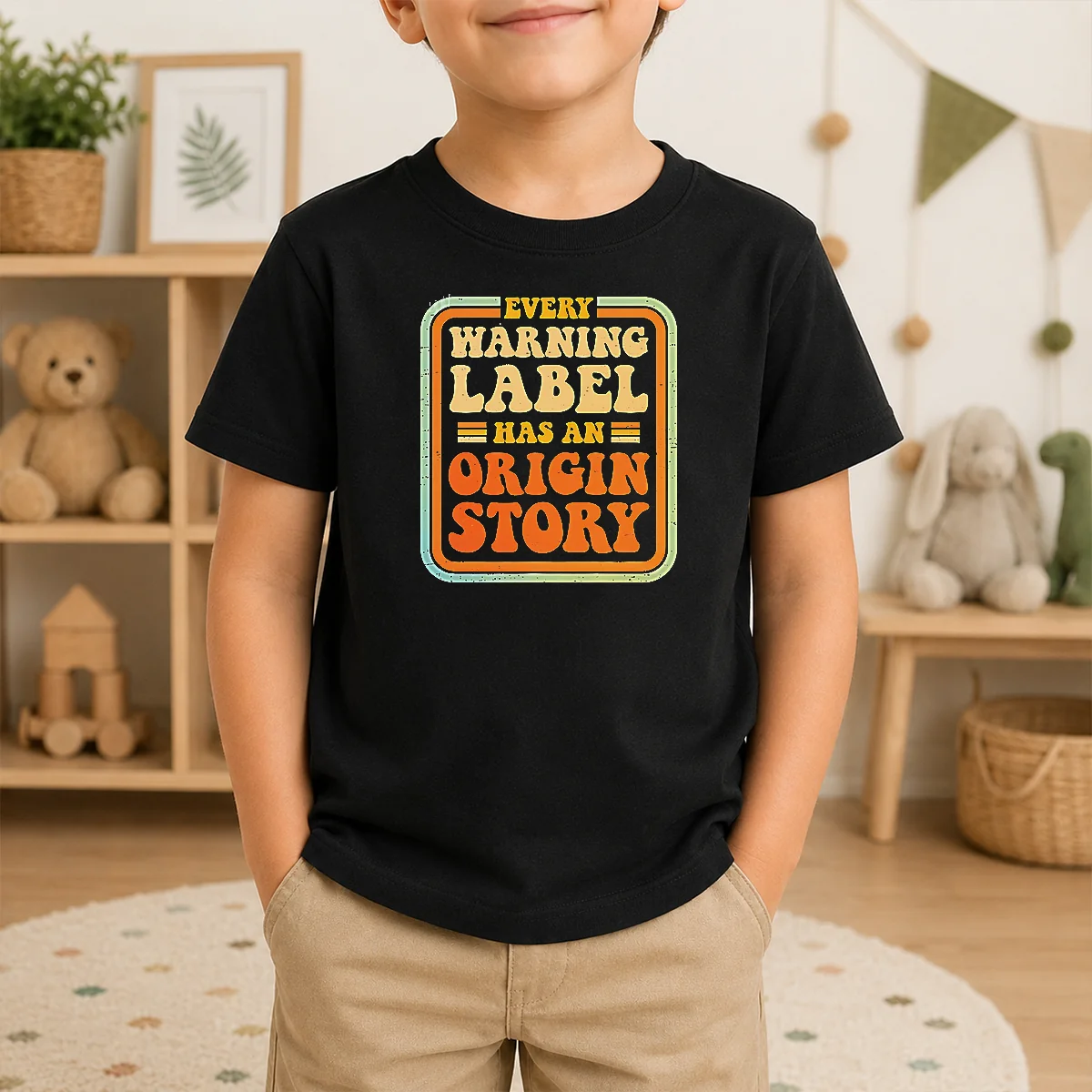Good Funny Every Warning Label Has An Origin Story Retro Shirt - Image 9