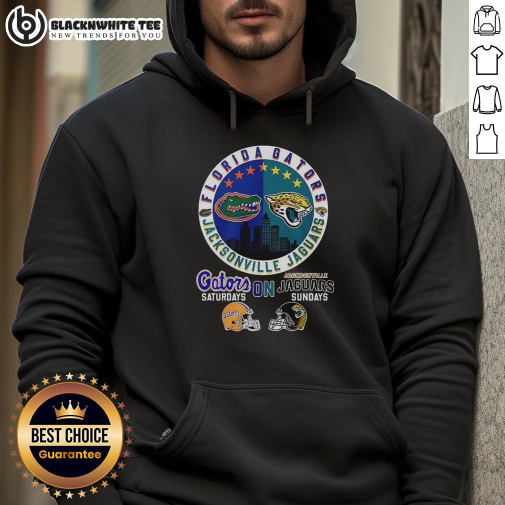 Hot Florida Gator On Saturdays And Jacksonville Jaguars On Sundays Logo Mashup T-Shirt - Image 2