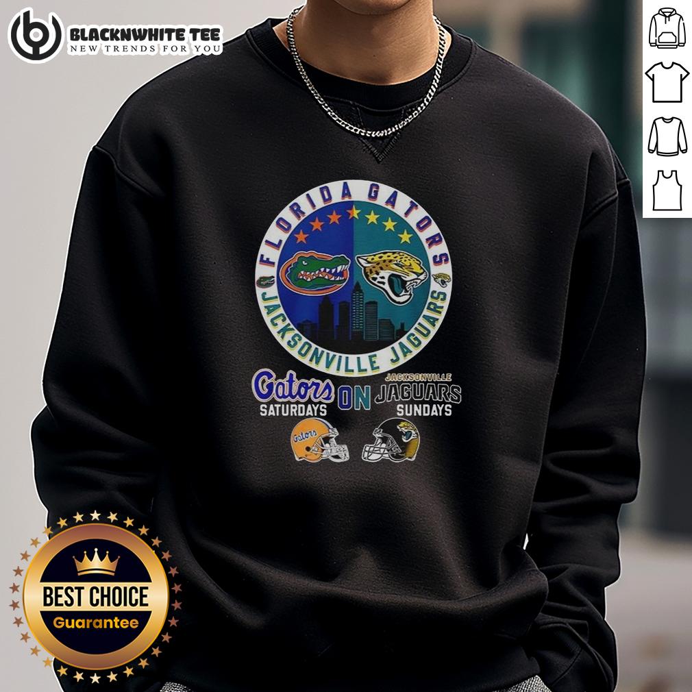Hot Florida Gator On Saturdays And Jacksonville Jaguars On Sundays Logo Mashup T-Shirt - Image 5