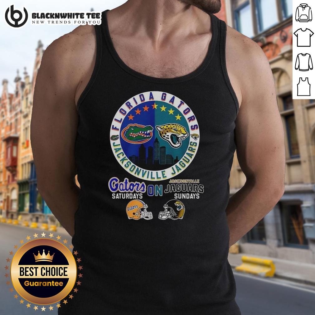 Hot Florida Gator On Saturdays And Jacksonville Jaguars On Sundays Logo Mashup T-Shirt - Image 4