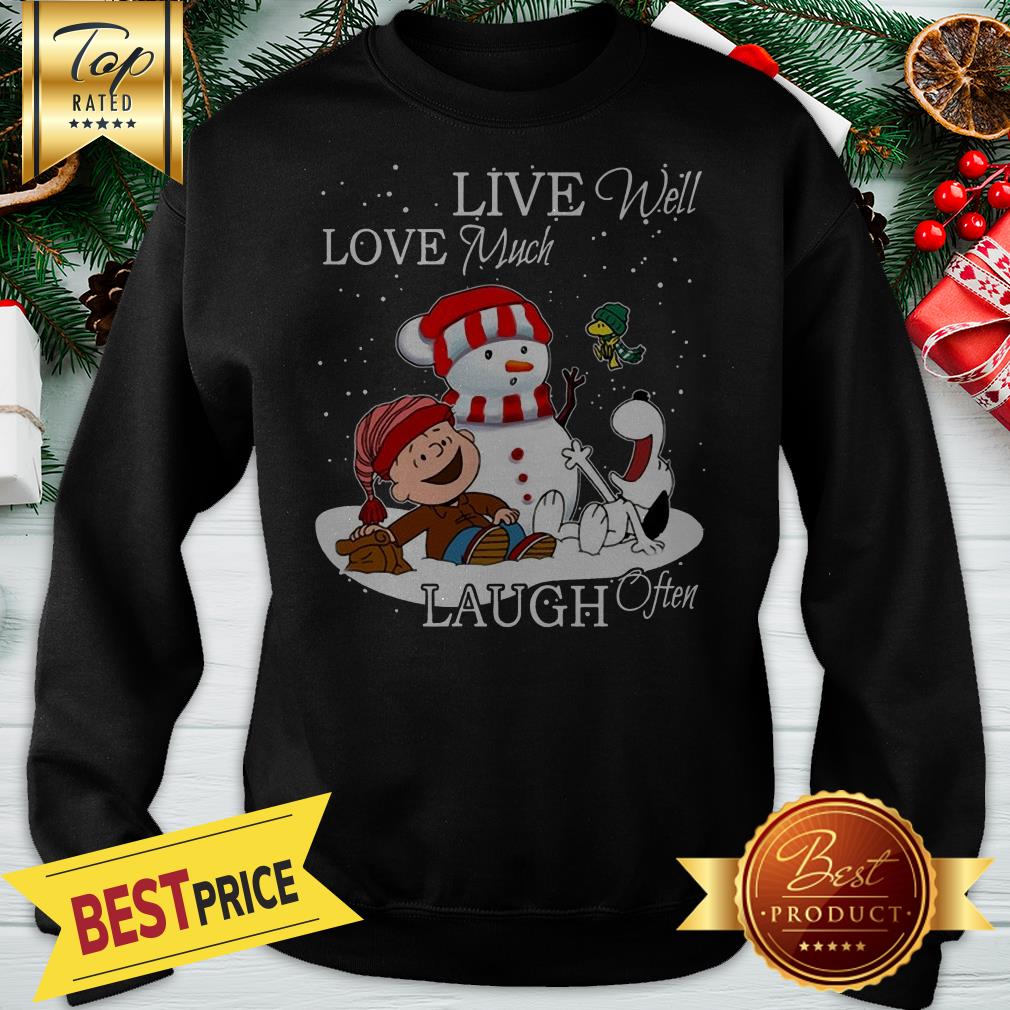 Pretty Snoopy Charlie Brown Live Well Love Much Laugh Often Christmas Shirt - Image 4