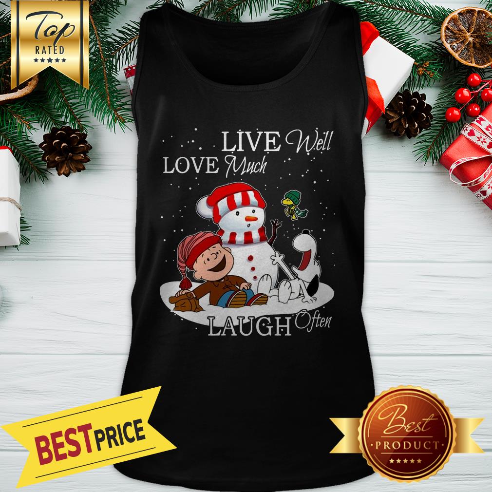 Pretty Snoopy Charlie Brown Live Well Love Much Laugh Often Christmas Shirt - Image 3