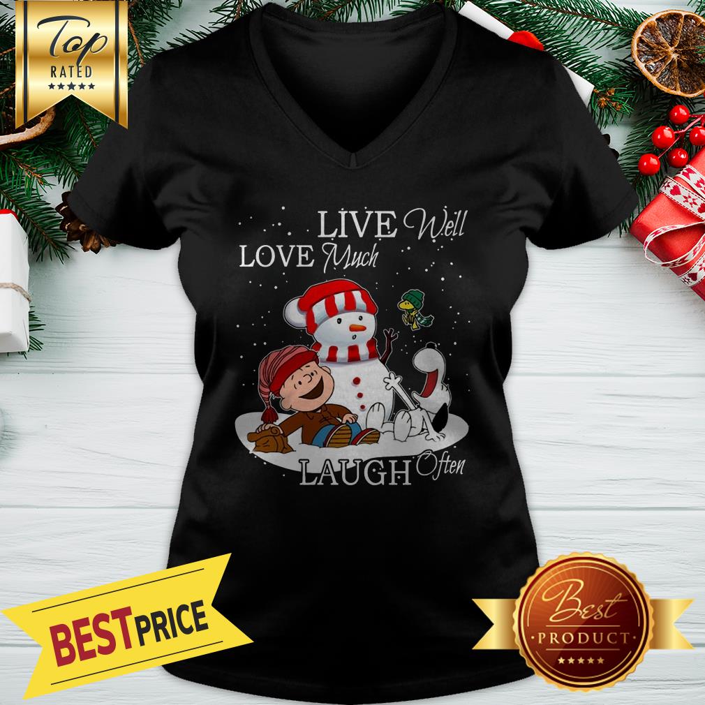 Pretty Snoopy Charlie Brown Live Well Love Much Laugh Often Christmas Shirt - Image 2