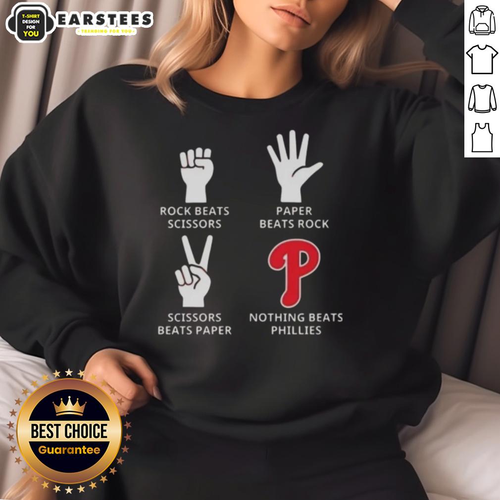 Nice Philadelphia Phillies Nothing Beats Rock Beats Scissors Paper Beats Rock Scissors Beats Paper T-Shirt - Image 5