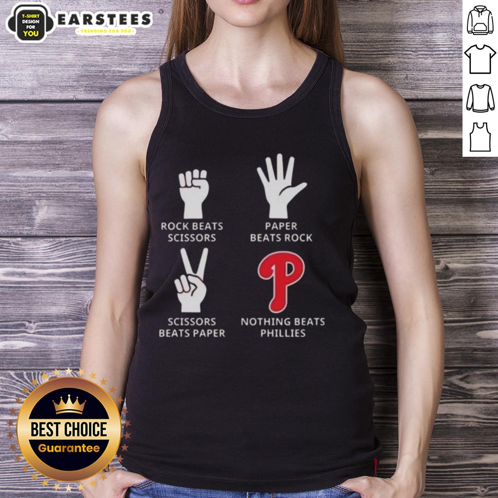 Nice Philadelphia Phillies Nothing Beats Rock Beats Scissors Paper Beats Rock Scissors Beats Paper T-Shirt - Image 4