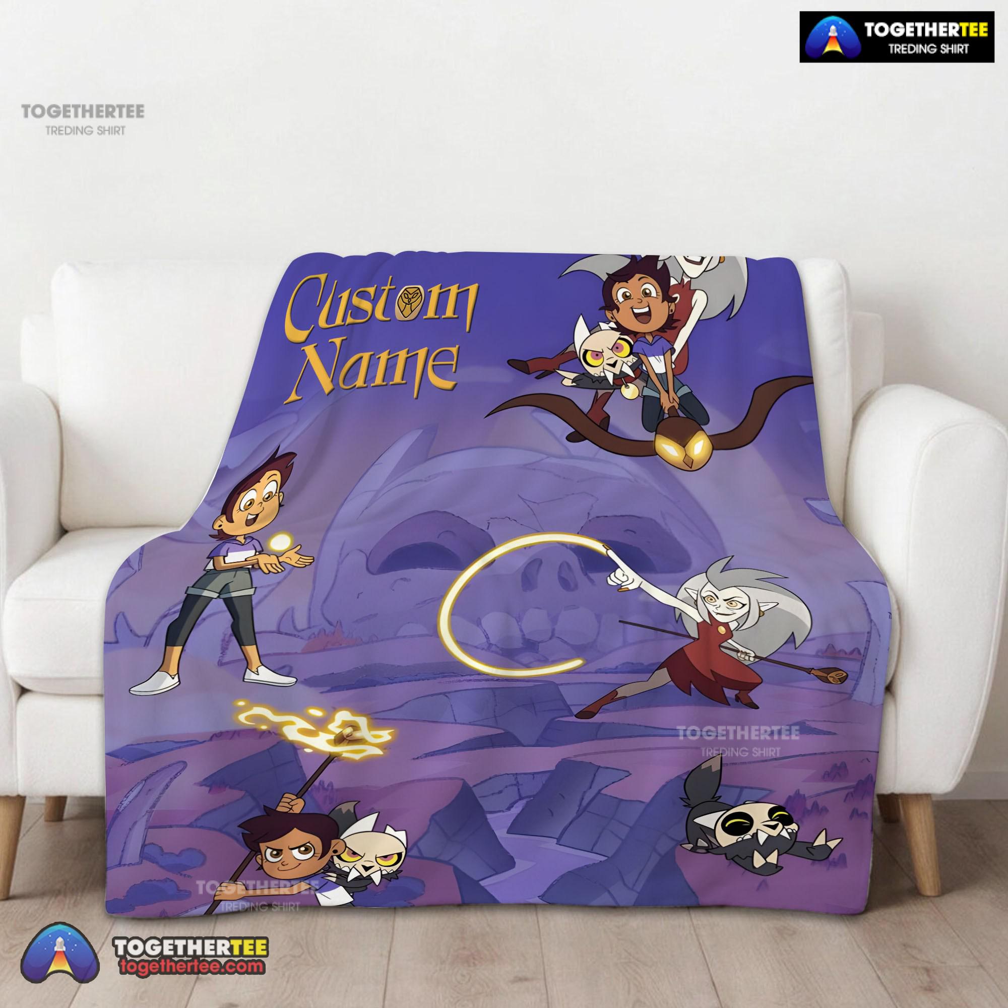 Official Luz Noceda With King And Eda Clawthorne The Owl House Blanket Fleece Customized Blanket - Image 2