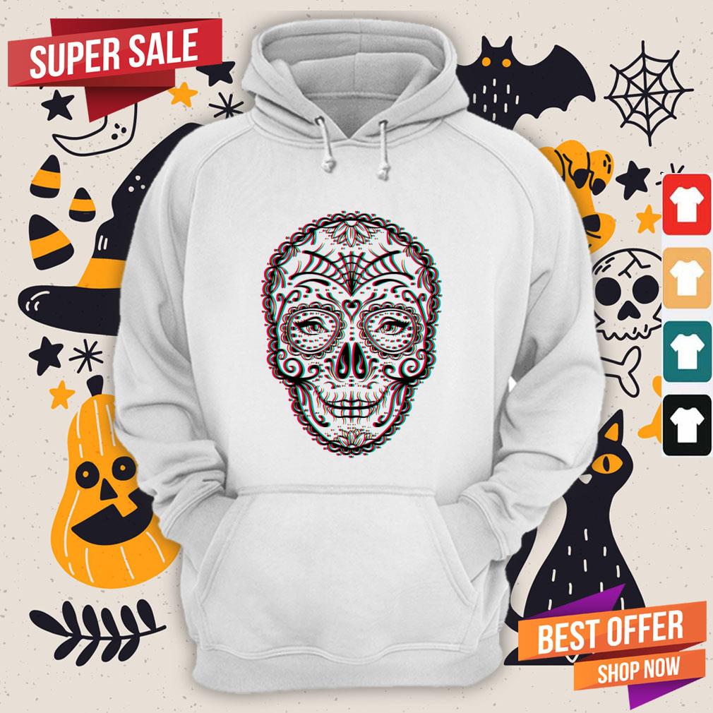 Eyes Sugar Skull Chromatic Aberration Day Of The Dead Shirt - Image 5