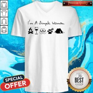 Alternative view of I'm A Simple Woman Campfire Wine Flip Flops Dog And Tent Shirt