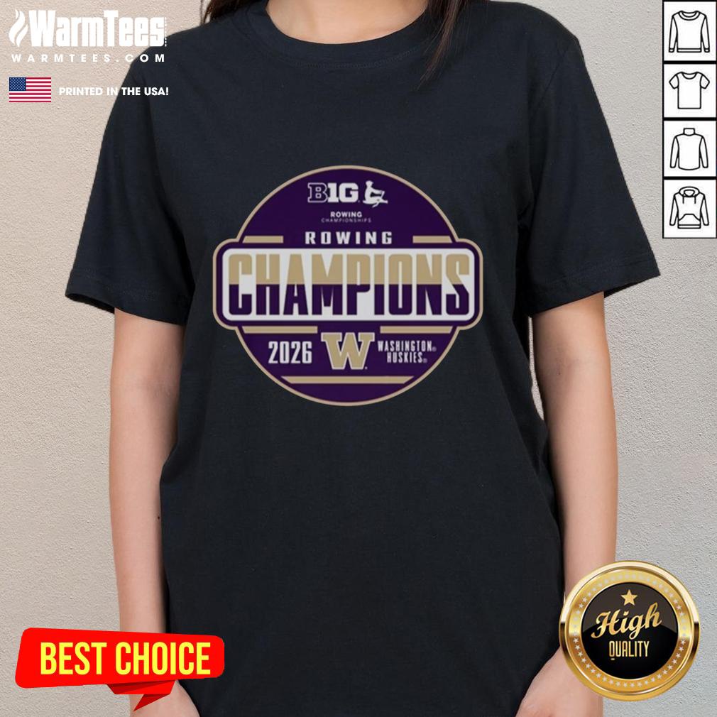 Pretty Washington Huskies 2026 Big Ten Rowing Champions Locker Room T-Shirt - Image 3