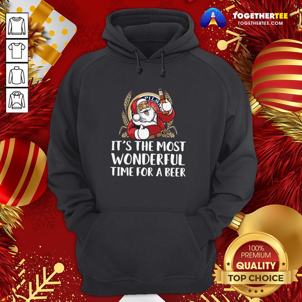 Happy Santa Claus Drink Lite Pilsner Beer It’s The Most Wonderful Time For A Beer Christmas Shirt - Image 5
