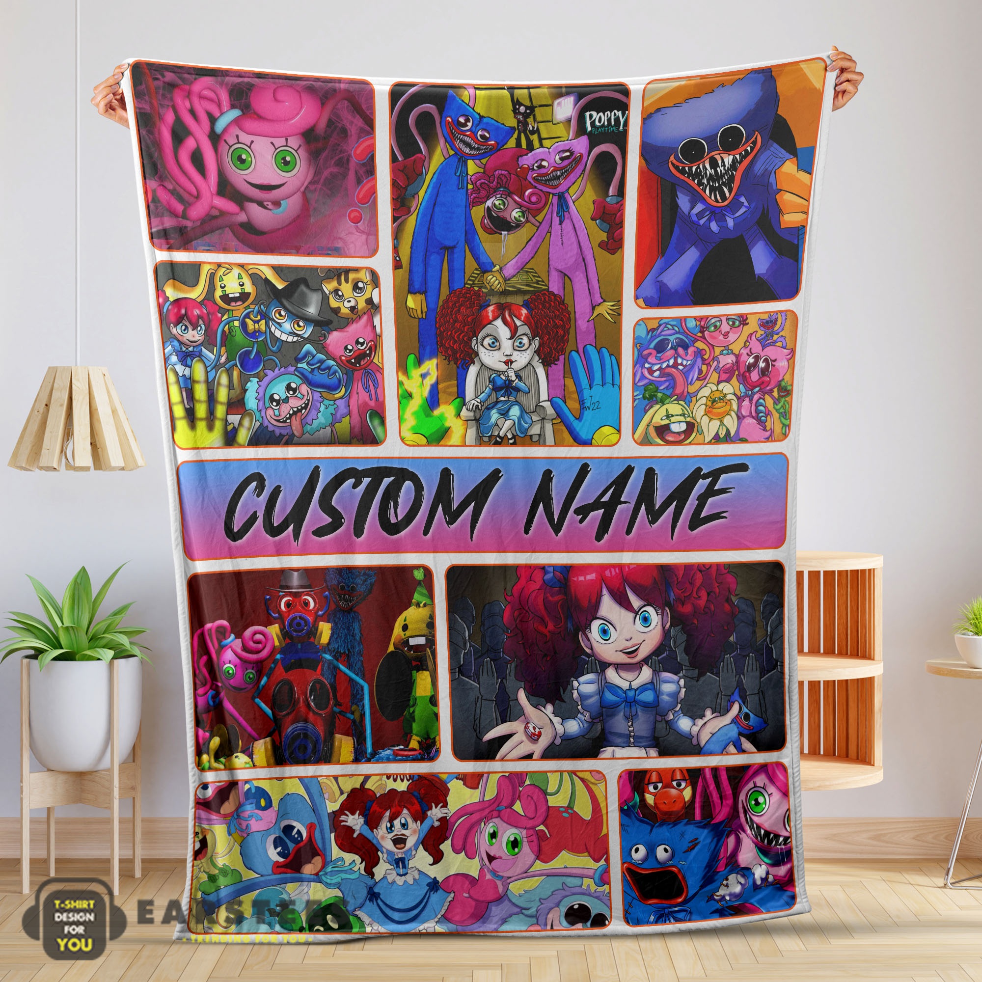 Good Poppy Playtime Miss Poppy With Friends Horror Blanket Fleece Customized Blanket