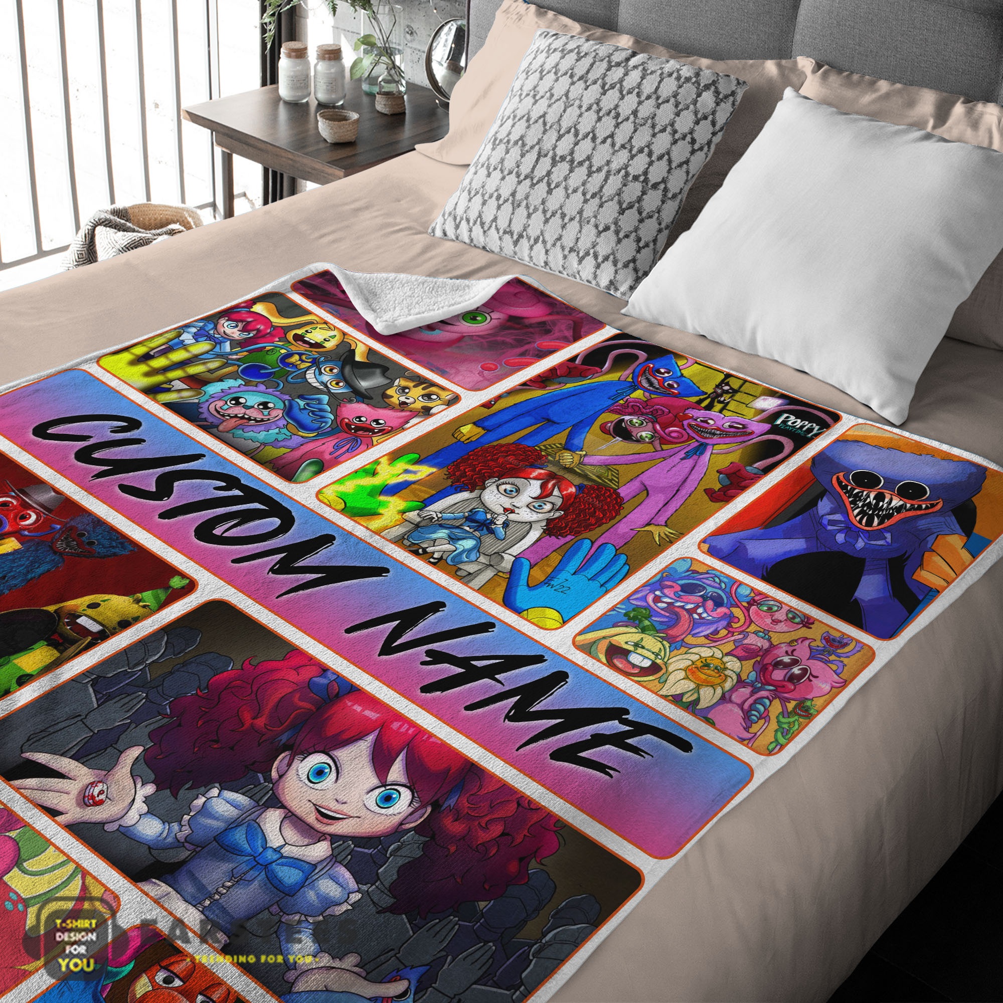 Good Poppy Playtime Miss Poppy With Friends Horror Blanket Fleece Customized Blanket - Image 2