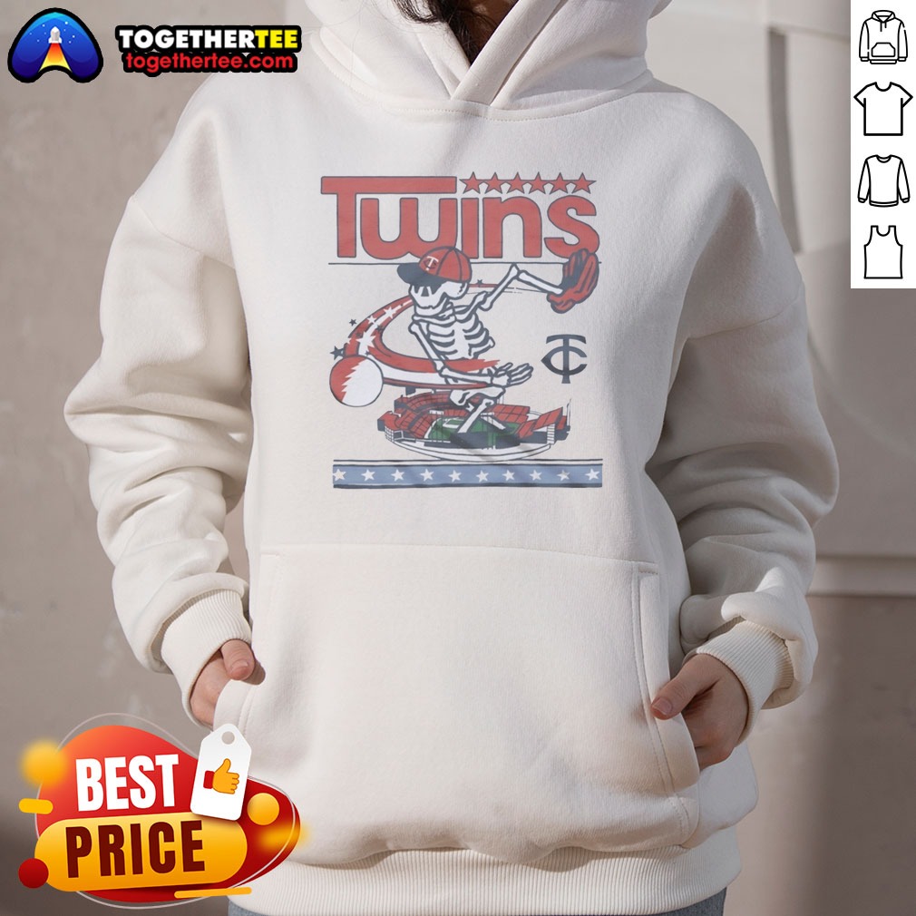 Good Minnesota Twins X Grateful Dead Skeleton Skateboard MLB Graphic Shirt - Image 2