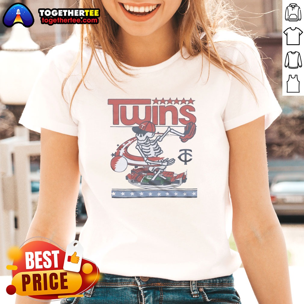 Good Minnesota Twins X Grateful Dead Skeleton Skateboard MLB Graphic Shirt - Image 3