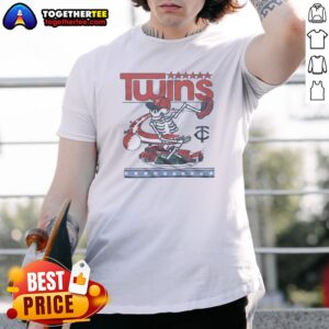 Good Minnesota Twins X Grateful Dead Skeleton Skateboard MLB Graphic Shirt