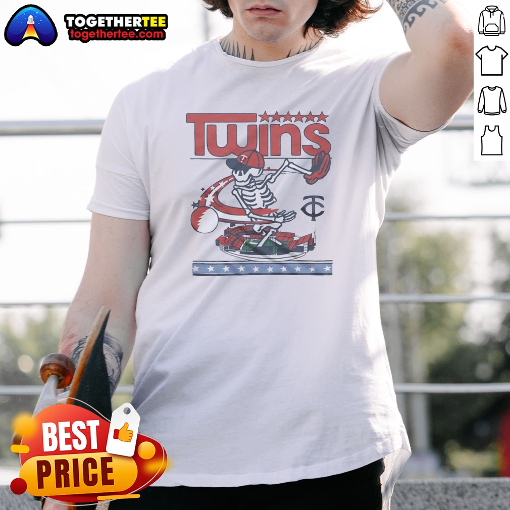 Good Minnesota Twins X Grateful Dead Skeleton Skateboard MLB Graphic Shirt