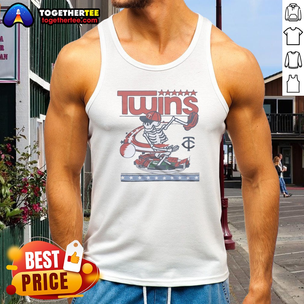 Good Minnesota Twins X Grateful Dead Skeleton Skateboard MLB Graphic Shirt - Image 5