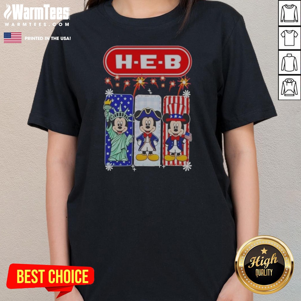 H E B Mickey Mouse USA Patriotic Fireworks Shirt - Image 3