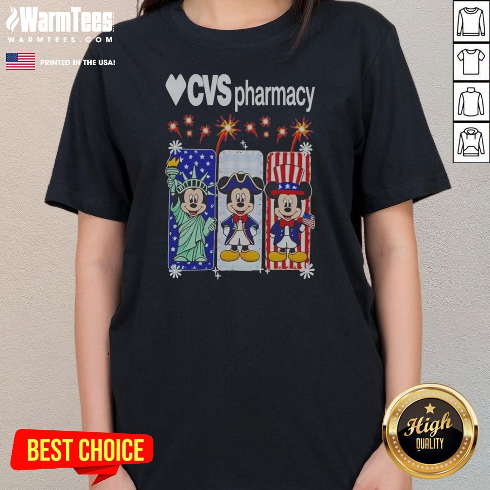 Heart CVS Pharmacy Mickey Mouse Statue Of Liberty USA Patriotic Shirt - Image 3