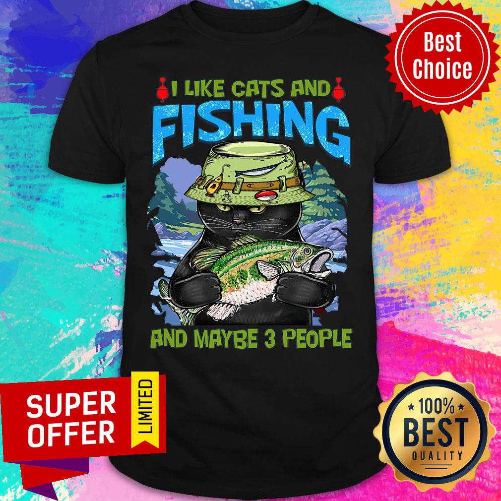 Black Cat I Like Cats And Fishing Shirt