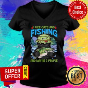 Alternative view of Black Cat I Like Cats And Fishing Shirt
