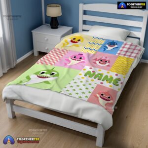 Alternative view of Official Personalized Colorful Baby Shark Blanket Fleece Customized Blanket