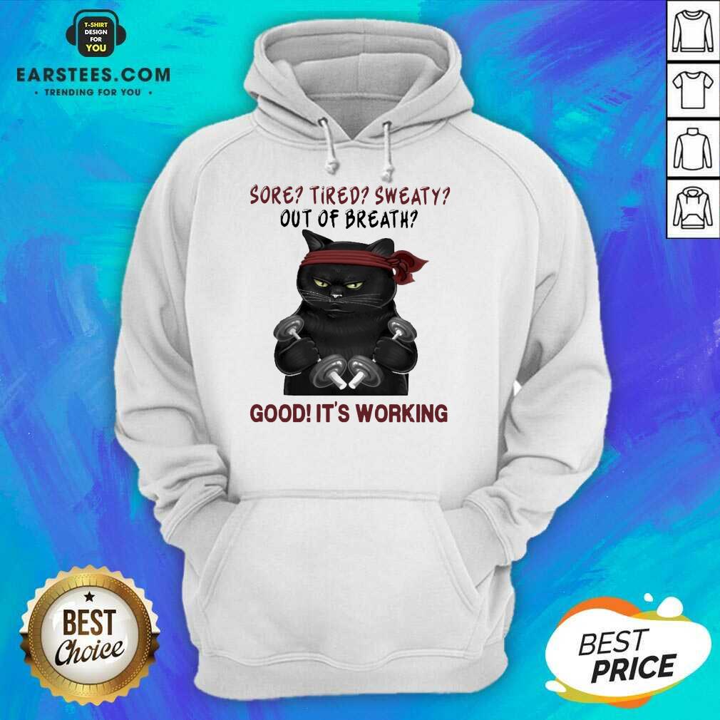 Official Black Cat Sore Sweaty Great 5 Shirt - Image 4