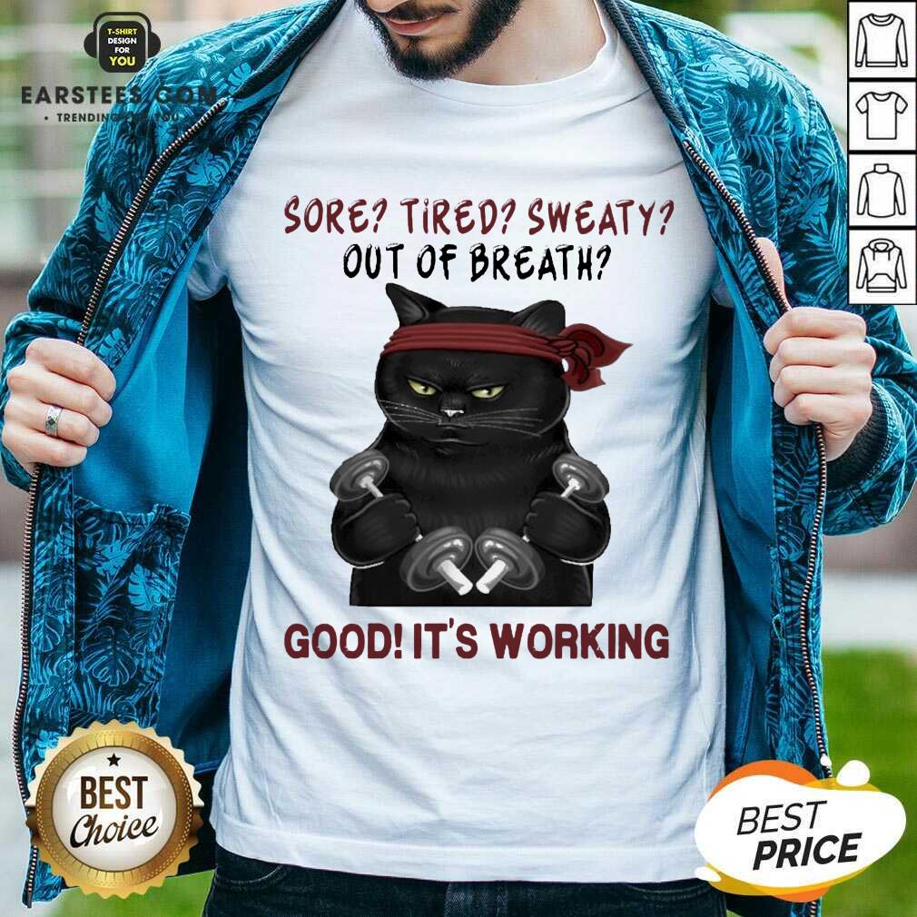 Official Black Cat Sore Sweaty Great 5 Shirt