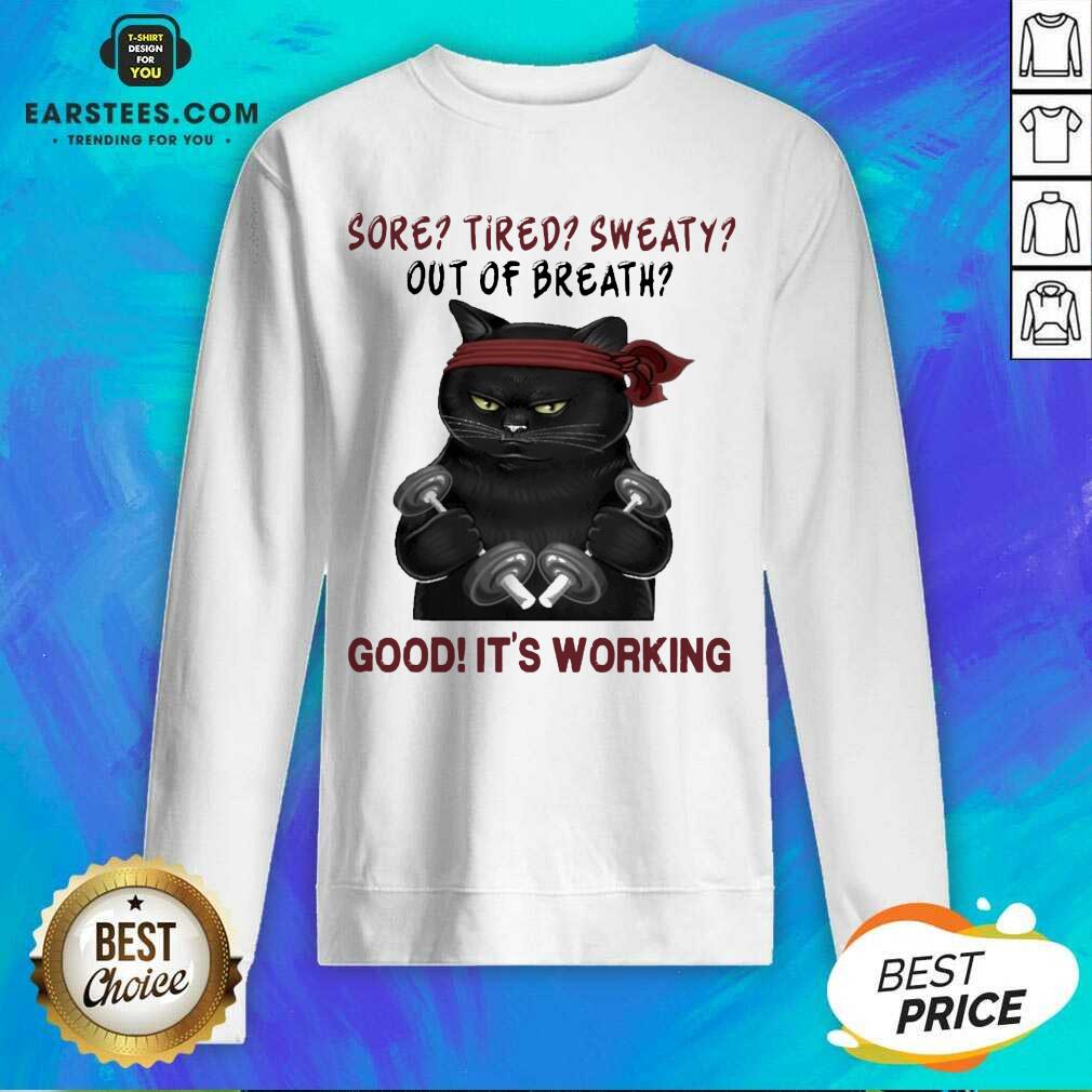 Official Black Cat Sore Sweaty Great 5 Shirt - Image 3