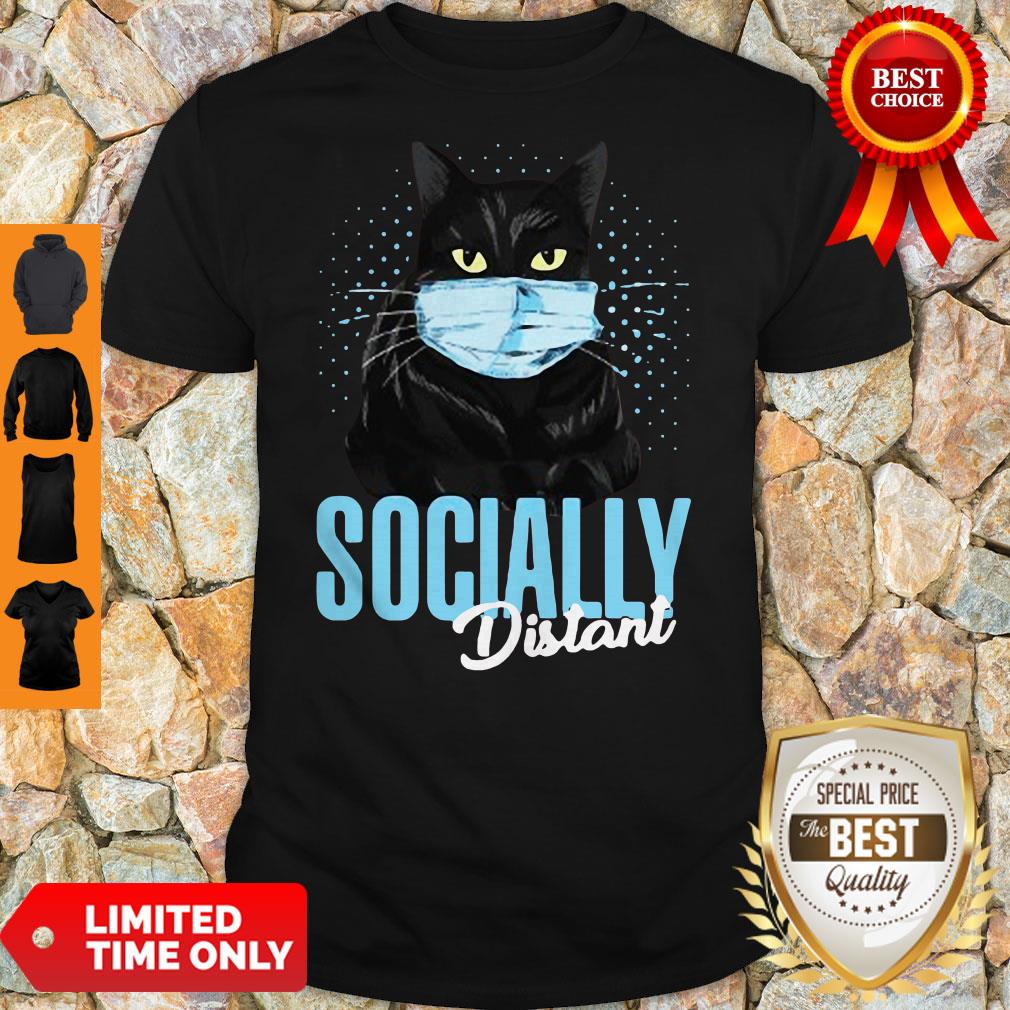 Top Black Cat Face Mask Socially Distant Shirt