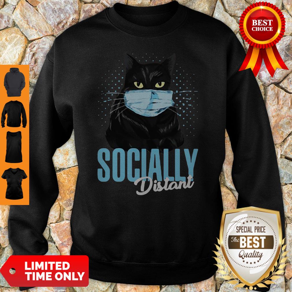 Top Black Cat Face Mask Socially Distant Shirt - Image 5