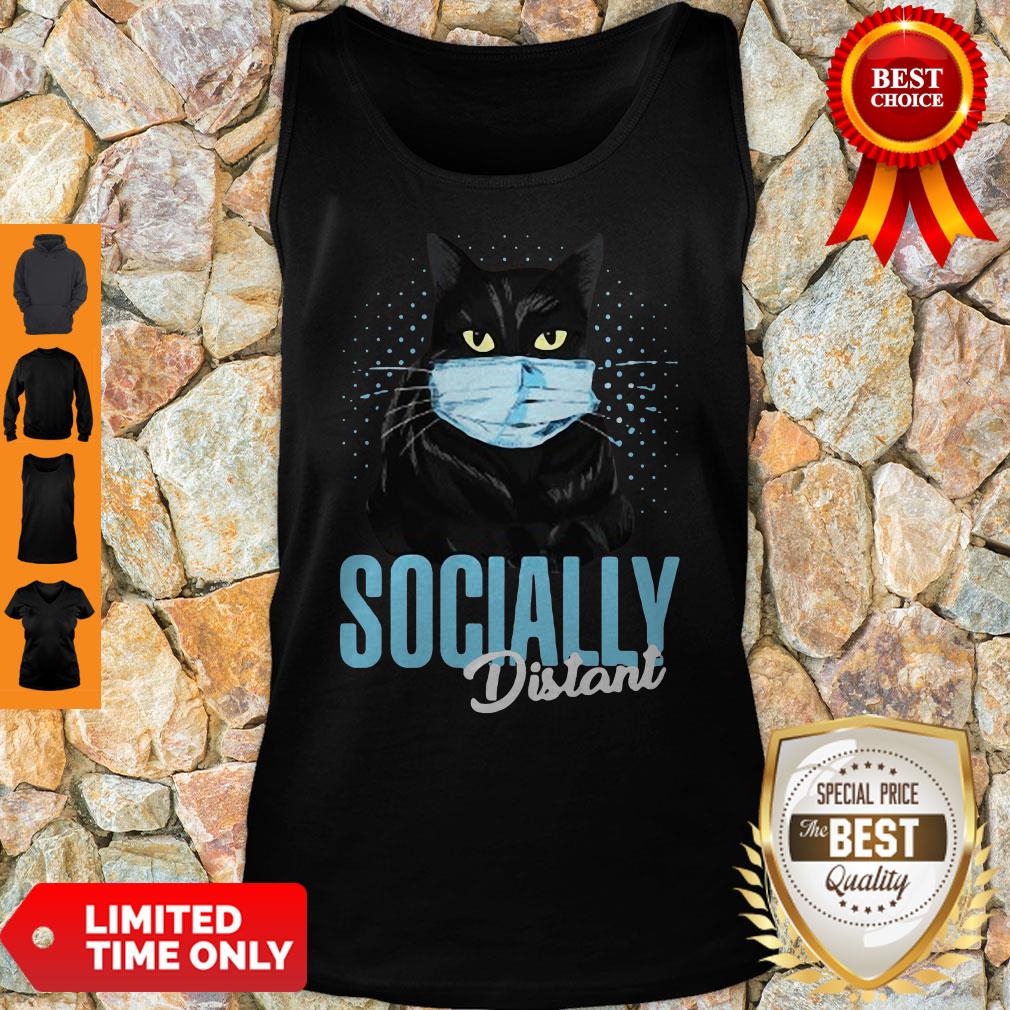 Top Black Cat Face Mask Socially Distant Shirt - Image 4